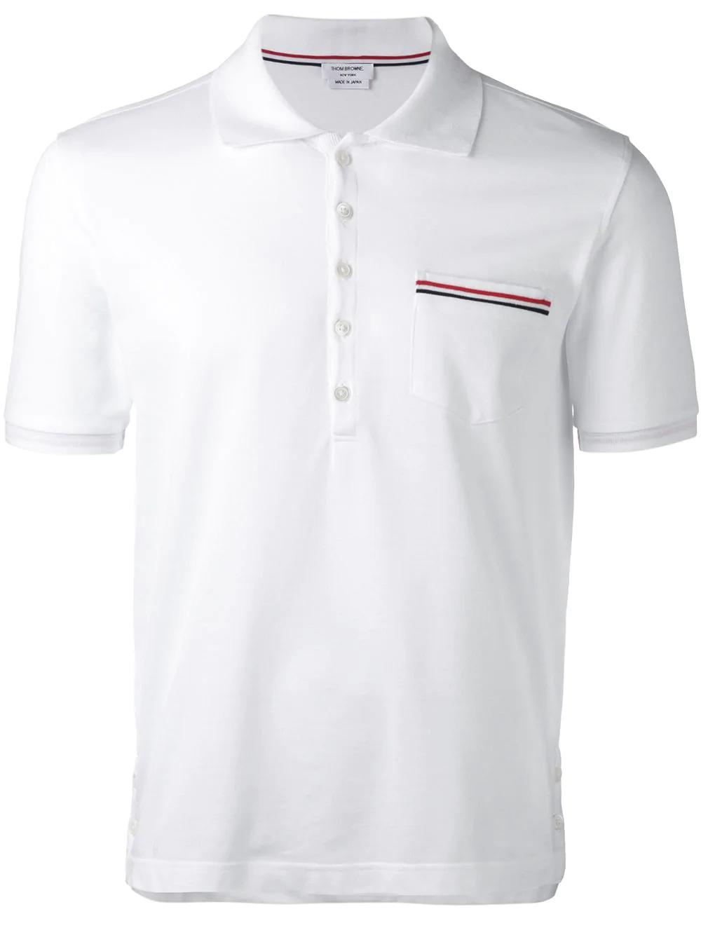 chest pocket polo shirt by THOM BROWNE
