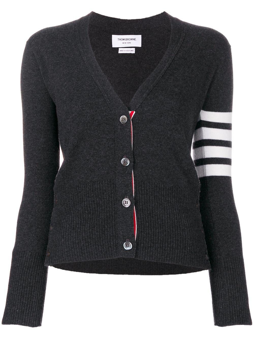 classic cashmere 4-Bar V-neck cardigan by THOM BROWNE