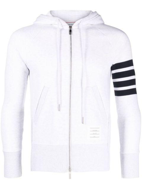 classic loopback 4-Bar zip up hoodie by THOM BROWNE