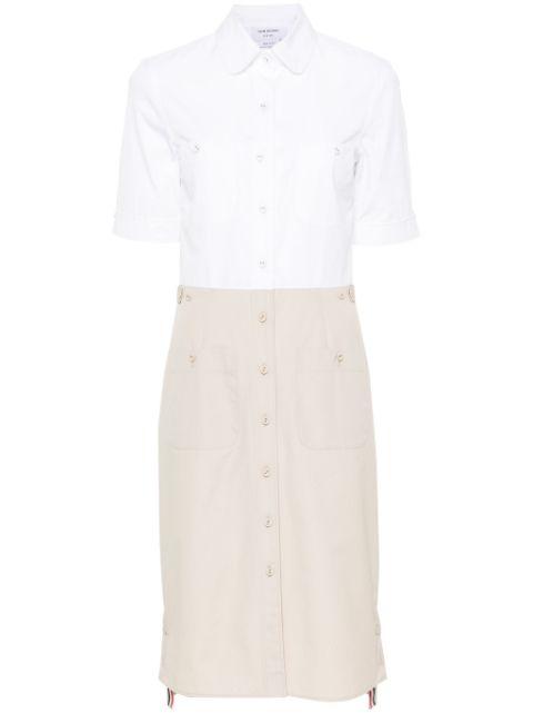 colour-block button-up shirtdress by THOM BROWNE