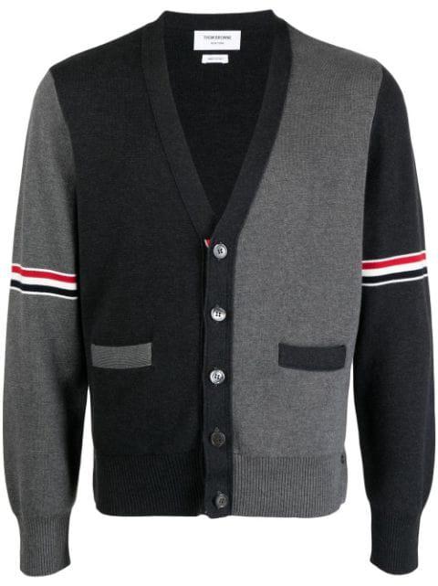 colour-block cotton cardigan by THOM BROWNE