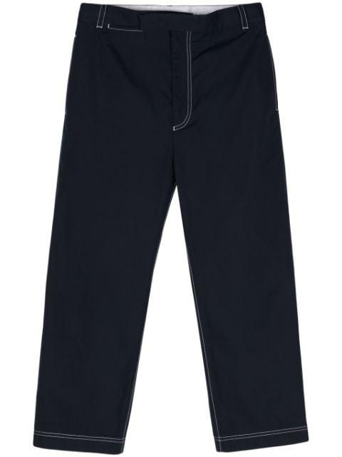 contrast-stitching straight-leg trousers by THOM BROWNE