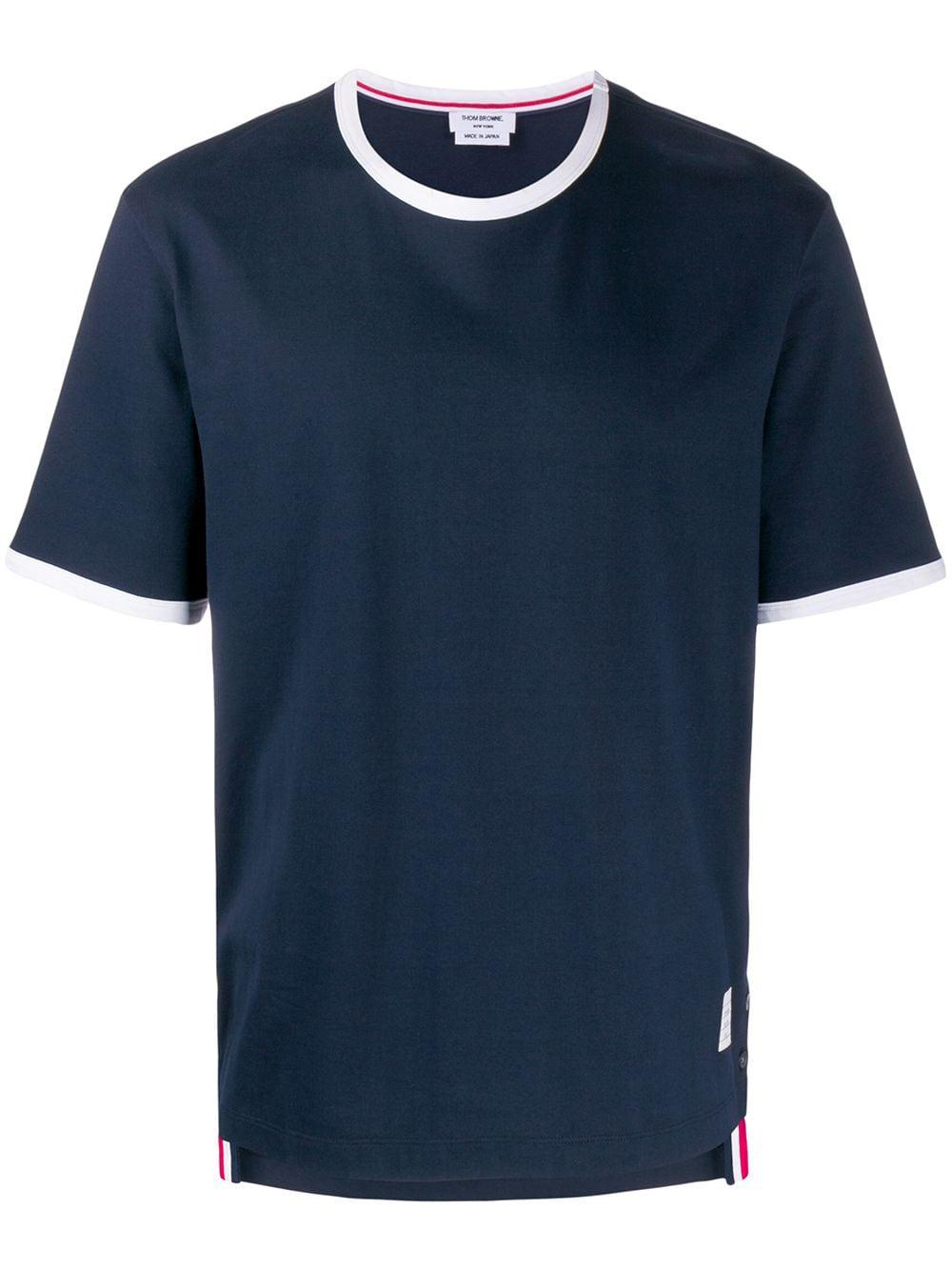 contrasting-trim T-shirt by THOM BROWNE