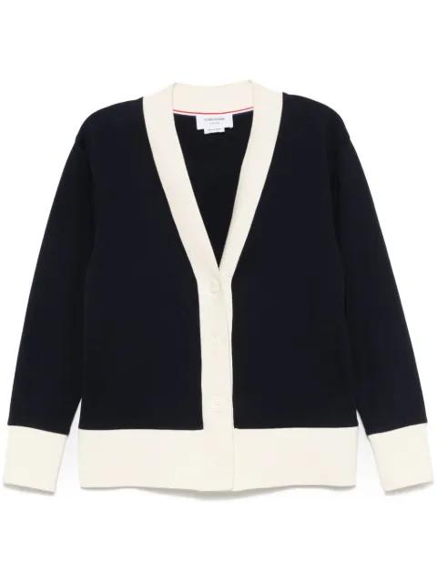 contrasting-trim V-neck cardigan by THOM BROWNE