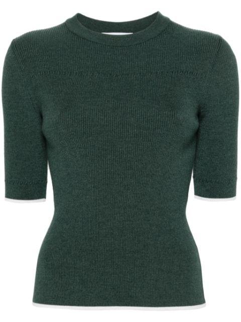 contrasting-trim ribbed jumper by THOM BROWNE