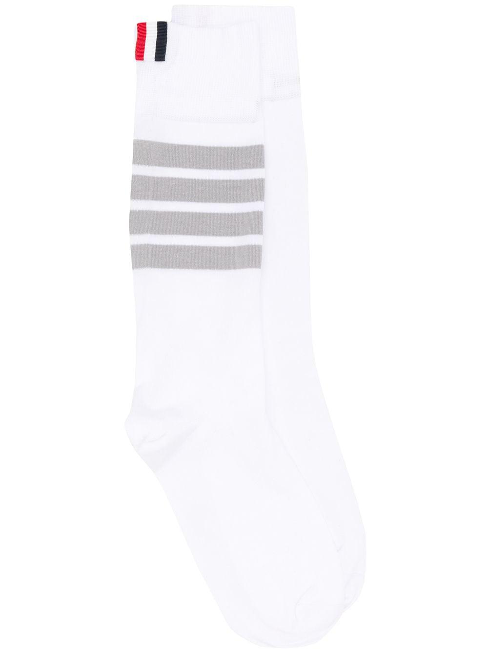 cotton 4-Bar mid-calf socks by THOM BROWNE