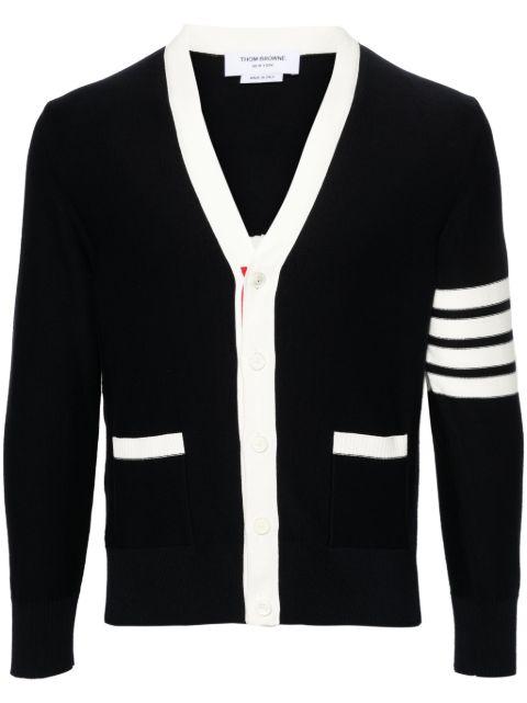 cotton 4-Bar relaxed fit Hector V-neck cardigan by THOM BROWNE