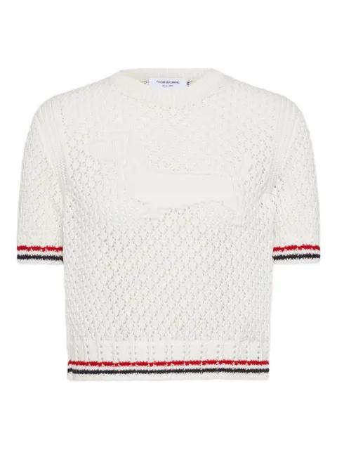 cotton pointelle stitch Hector RWB tee by THOM BROWNE