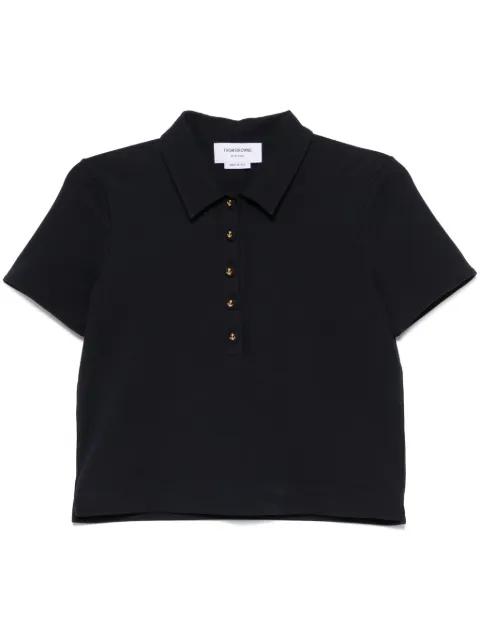 cotton short-sleeve polo top by THOM BROWNE