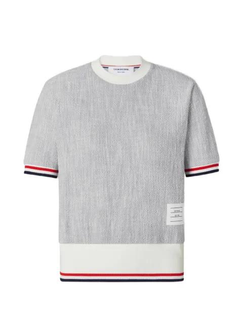 cotton-tweed RWB-stripe T-shirt by THOM BROWNE