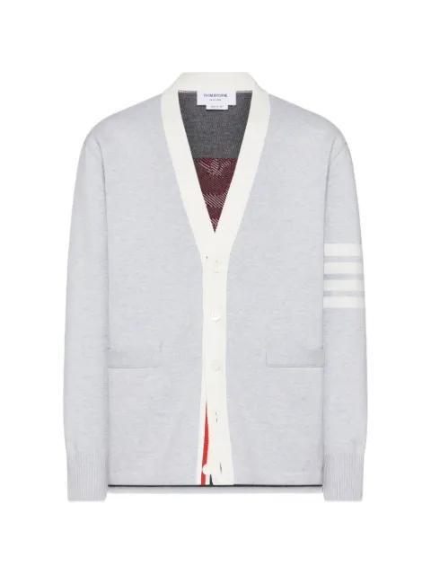 crest intarsia jacquard 4-Bar rugby fit cardigan by THOM BROWNE