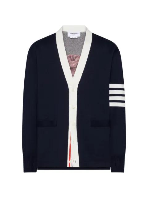 crest intarsia jacquard 4-bar rugby fit cardigan by THOM BROWNE