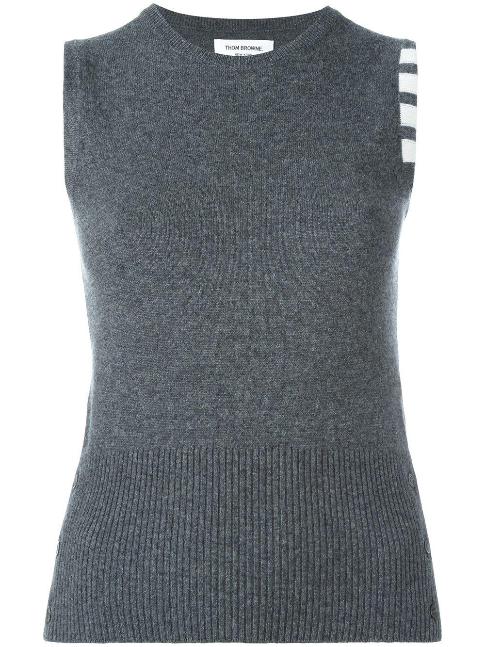 crew-neck cashmere gilet by THOM BROWNE