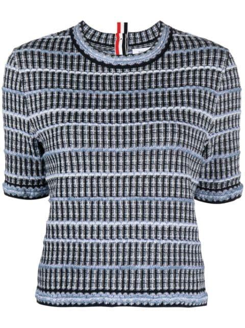 crew-neck tweed top by THOM BROWNE