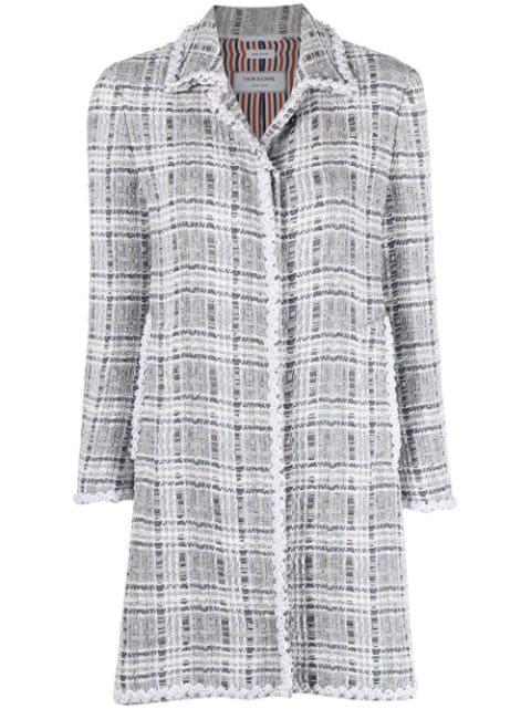 crochet-appliqué tweed coat by THOM BROWNE
