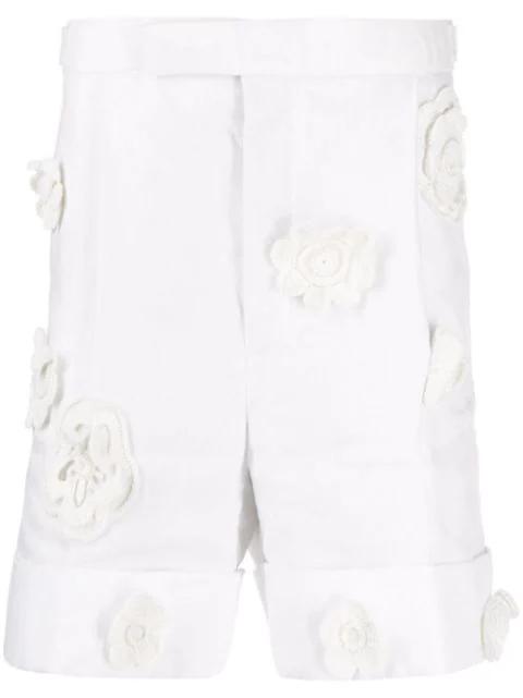 crochet flower shorts by THOM BROWNE