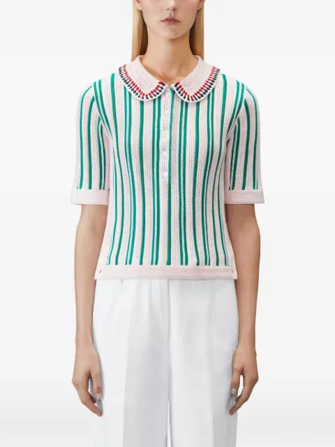 crochet stitch RWB stripe polo top by THOM BROWNE
