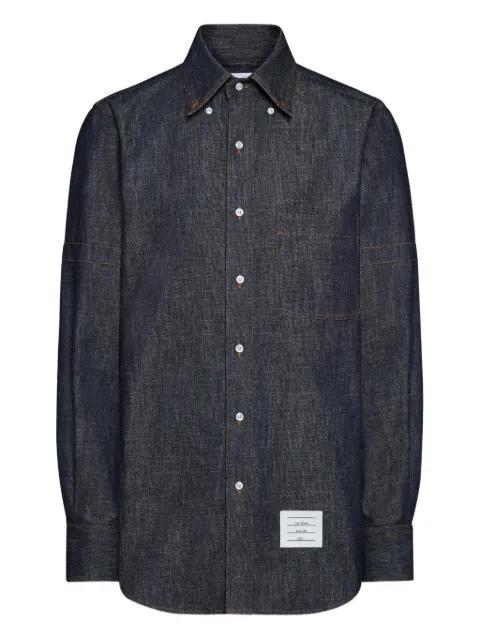 denim armband long-sleeve shirt by THOM BROWNE