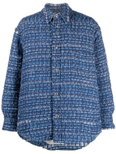 denim-tweed shirt jacket by THOM BROWNE