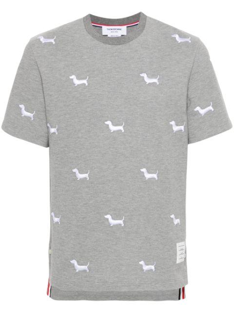 dog-embroidery T-shirt by THOM BROWNE