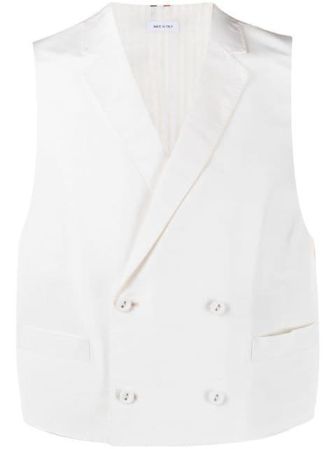 double-breasted silk waistcoat by THOM BROWNE