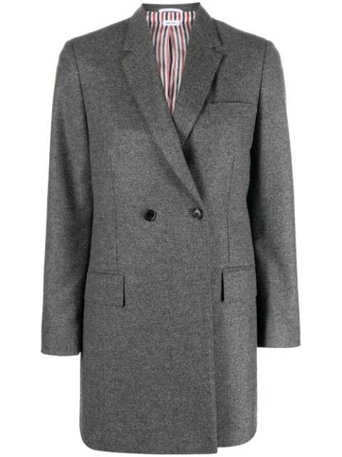 elongated double-breasted blazer by THOM BROWNE
