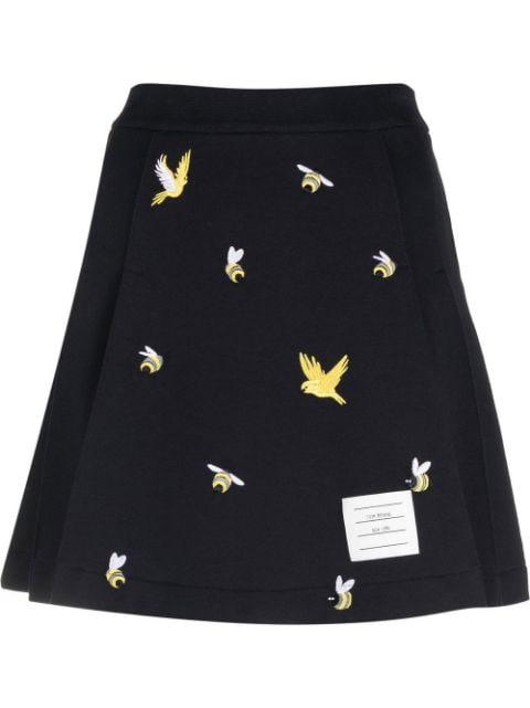 embroidered A-line skirt by THOM BROWNE