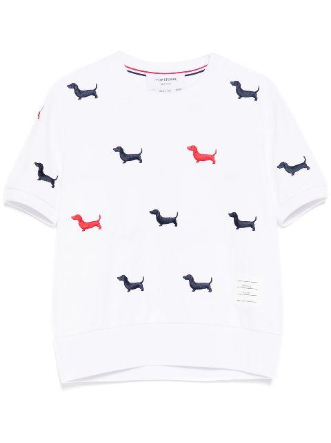 embroidered-hector dog logo T-shirt by THOM BROWNE