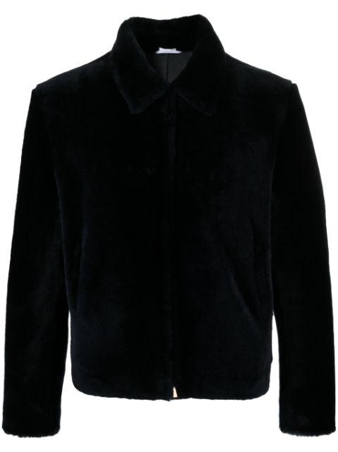 faux-fur leather jacket by THOM BROWNE