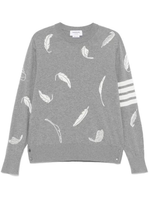 feather-intarsia cotton sweater by THOM BROWNE