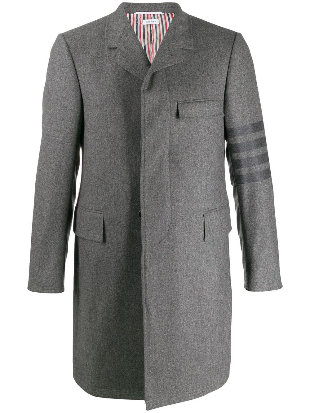 flannel 4-bar classic chesterfield overcoat by THOM BROWNE
