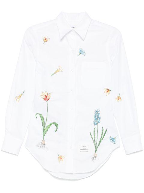 floral-embroidery cotton shirt by THOM BROWNE