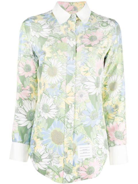 floral-print silk shirt by THOM BROWNE