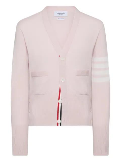 four-bar V-neck cardigan by THOM BROWNE