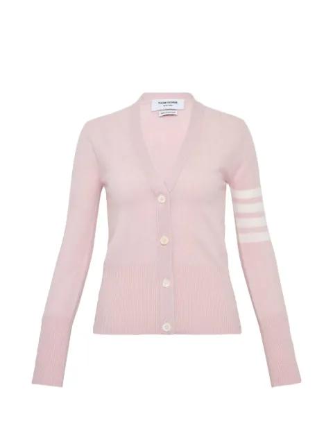 four-bar V-neck cardigan by THOM BROWNE
