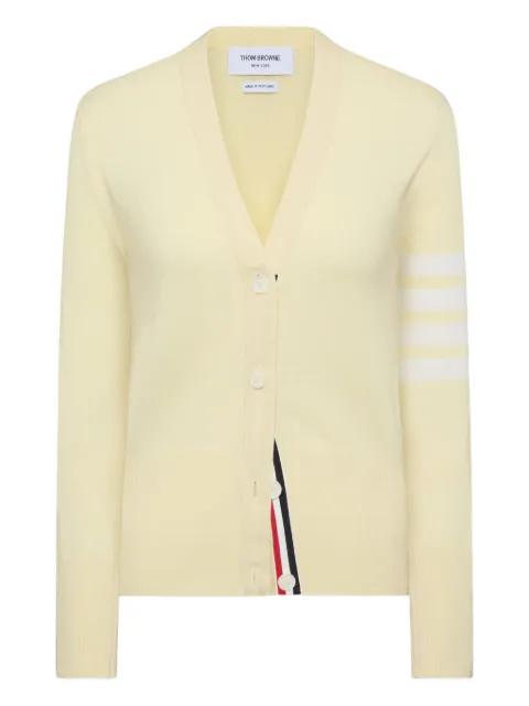 four-bar V-neck cardigan by THOM BROWNE