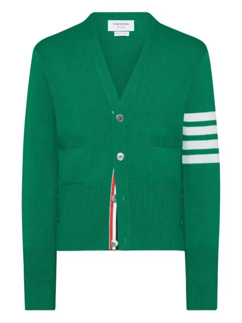 four-bar V-neck cardigan by THOM BROWNE