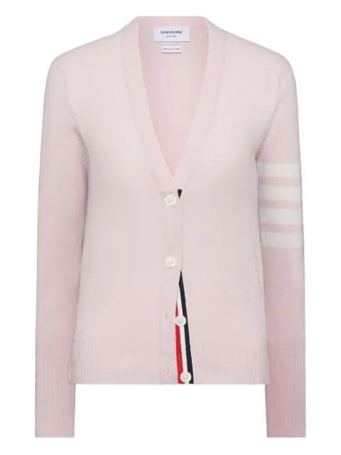 four-bar cashmere cardigan by THOM BROWNE
