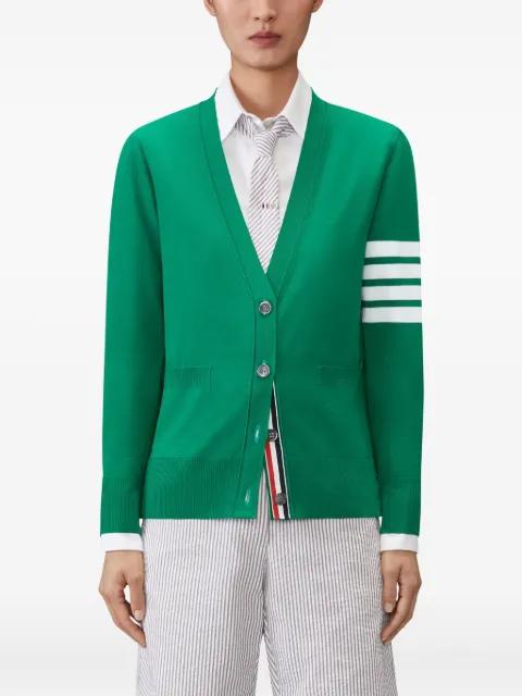 four-bar fine-merino wool cardigan by THOM BROWNE