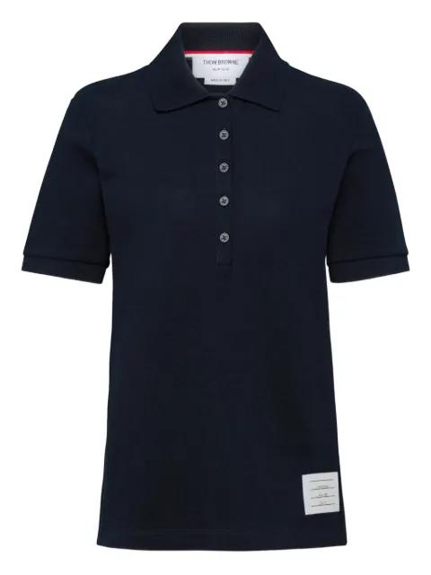 four-bar striped rib-cuffs polo top by THOM BROWNE
