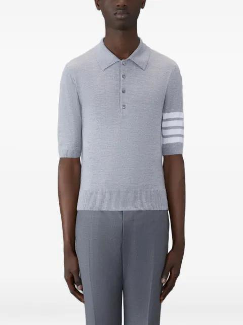 four-stripe short-sleeve polo shirt by THOM BROWNE