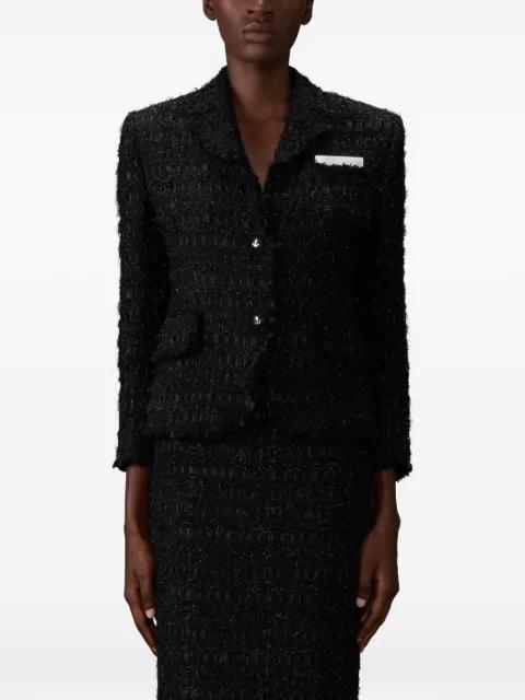frayed ribbon tweed blazer by THOM BROWNE