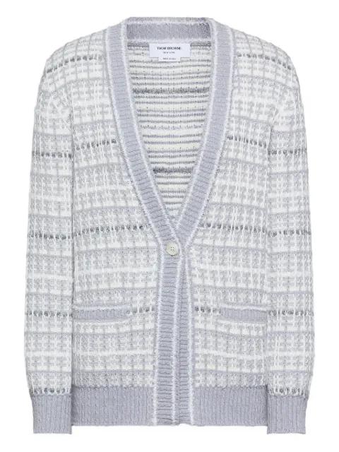 front-pocket checked cardigan by THOM BROWNE
