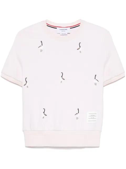 geese-embroidered cotton T-shirt by THOM BROWNE