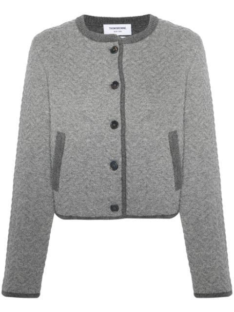 herringbone 3D-knit cardigan by THOM BROWNE