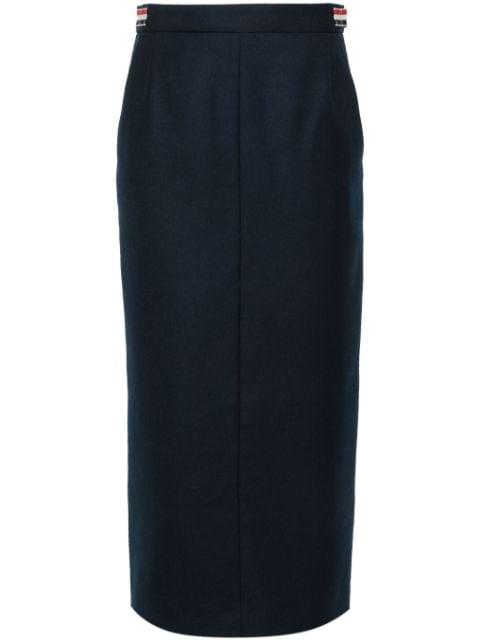 high-waist wool midi skirt by THOM BROWNE