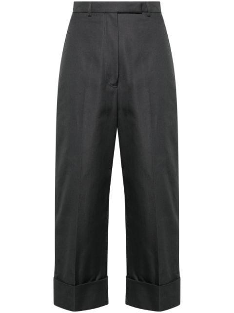 high-waisted canvas trousers by THOM BROWNE
