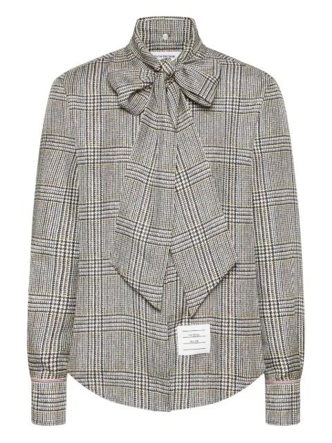 hunting tweed silk twill shirt by THOM BROWNE