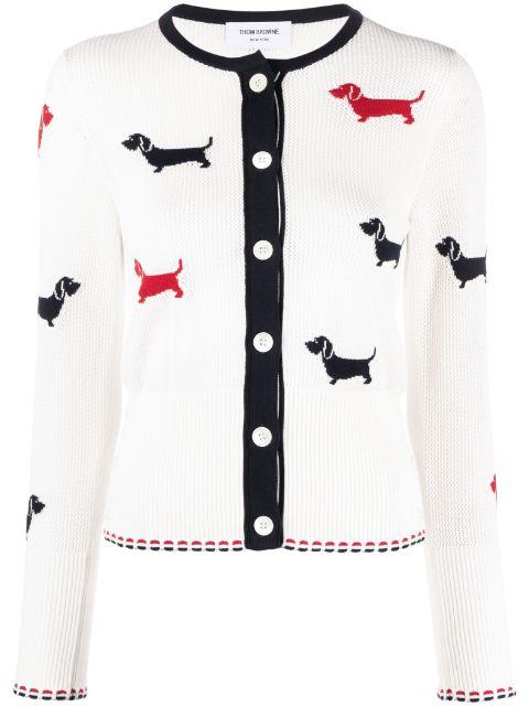 intarsia-knit Hector cotton cardigan by THOM BROWNE