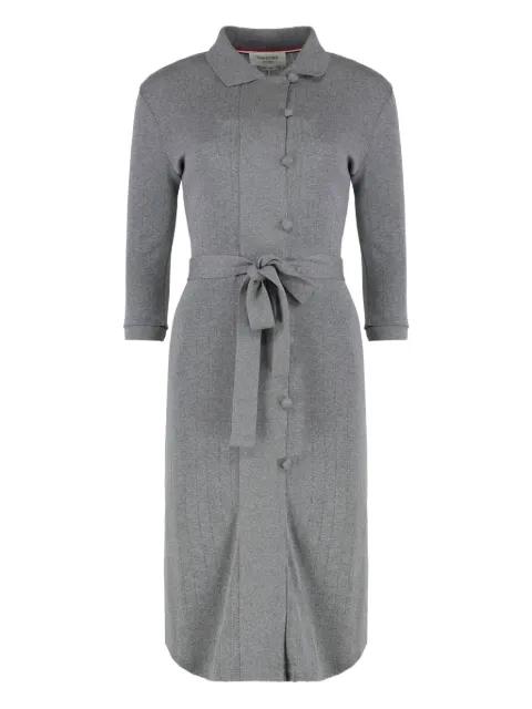 knitted shirt-collar dress by THOM BROWNE